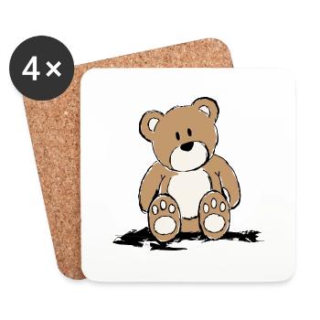 Teddy sitzend - Untersetzer (4er-Set) - Weiß - Vorne