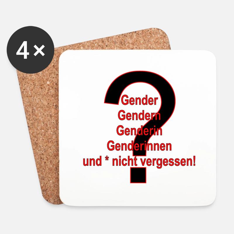 Gender und * nicht vergessen! - Untersetzer (4er-Set) - Weiß