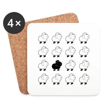 Black sheep -Design par Tonifilm - Dessous de verre (lot de 4) - blanc - Devant