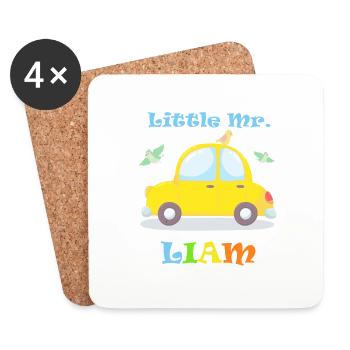 LIAM Namens T-Shirt mit Auto Vorname Geschenkidee - Untersetzer (4er-Set) - Weiß - Vorne