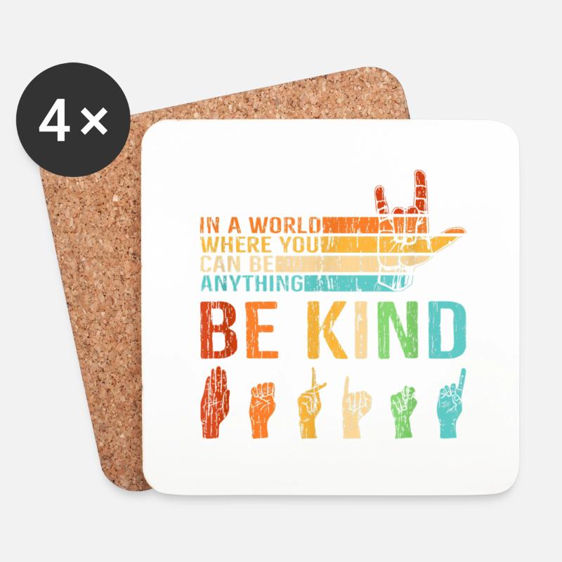 Sei nett, seit nett miteinander BE KIND, - Untersetzer (4er-Set) - Weiß