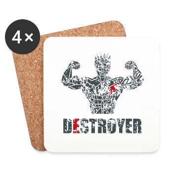 GYM Destroyer Vintage - Untersetzer (4er-Set) - Weiß - Vorne