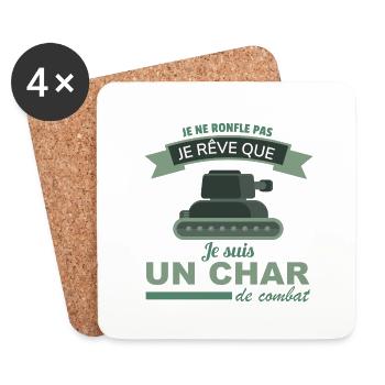Je ne ronfle pas un char de combat Cadeau - Dessous de verre (lot de 4) - blanc - Devant