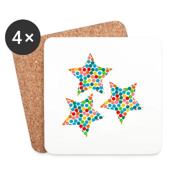 ETOILE. ETOILES. STAR. ETOILES. FÊTE. ANNIVERSAIRE - Dessous de verre (lot de 4) - blanc - Devant