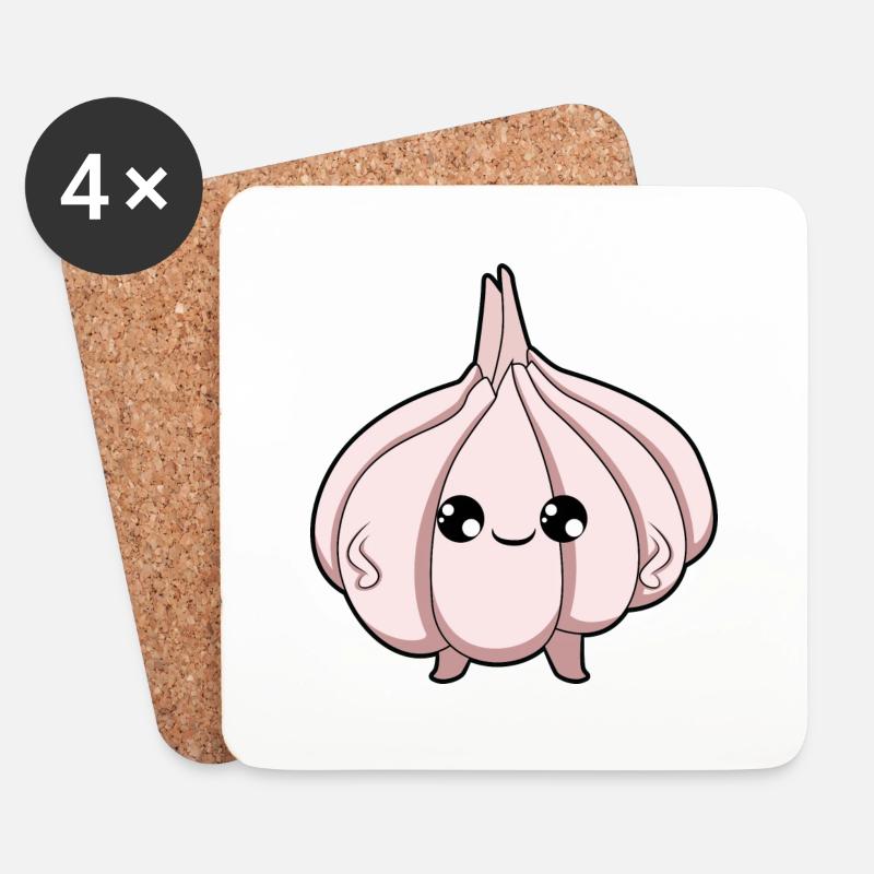 Knoblauch - Untersetzer (4er-Set) - Weiß