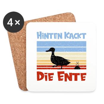Lustige Ente mit coolem Spruch - Untersetzer (4er-Set) - Weiß - Vorne