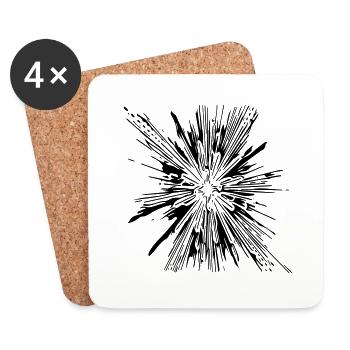 Explosion - Vintage Vector Linien - Untersetzer (4er-Set) - Weiß - Vorne