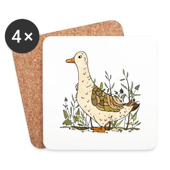 Canard - Dessous de verre (lot de 4) - blanc - Devant
