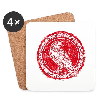 Wikinger Odin Rabe Hugin Munin Nordisch Mythologie - Untersetzer (4er-Set) - Weiß - Vorne
