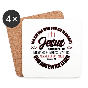 Jesus Christus Shirt Bibelvers Ich bin der Weg - Untersetzer (4er-Set) - Weiß - Vorne