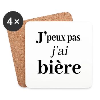 j peux pas j ai bière Je peux pas j'ai bière - Dessous de verre (lot de 4) - blanc - Devant
