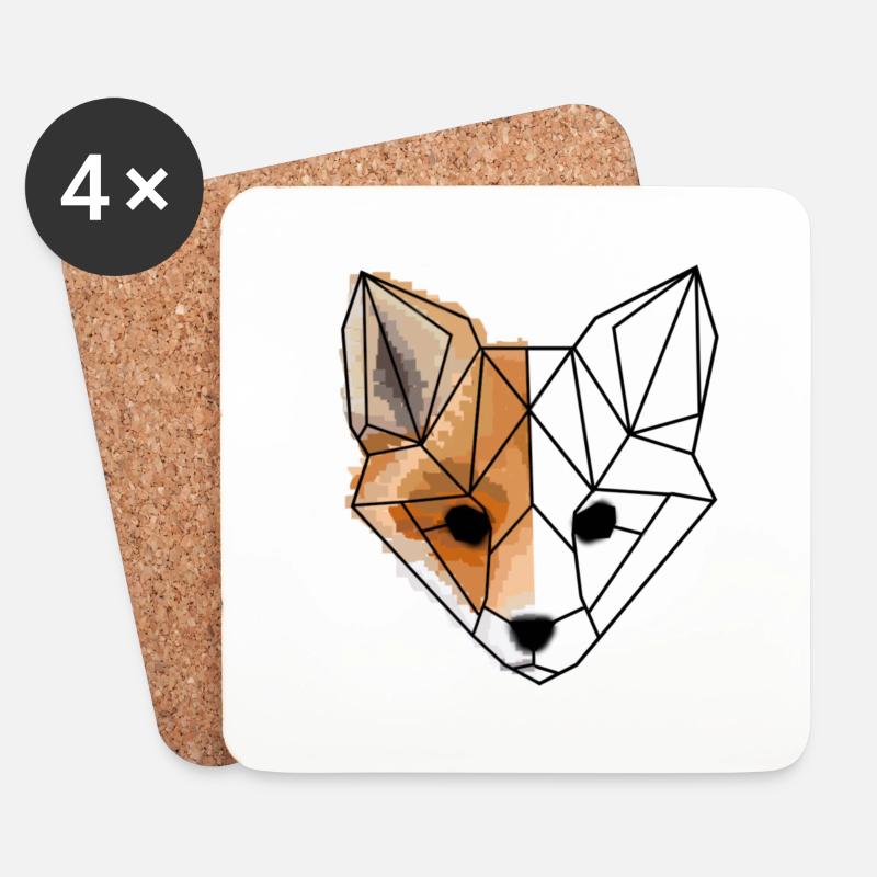 HRgeometrics Pixel Fuchs - Untersetzer (4er-Set) - Weiß