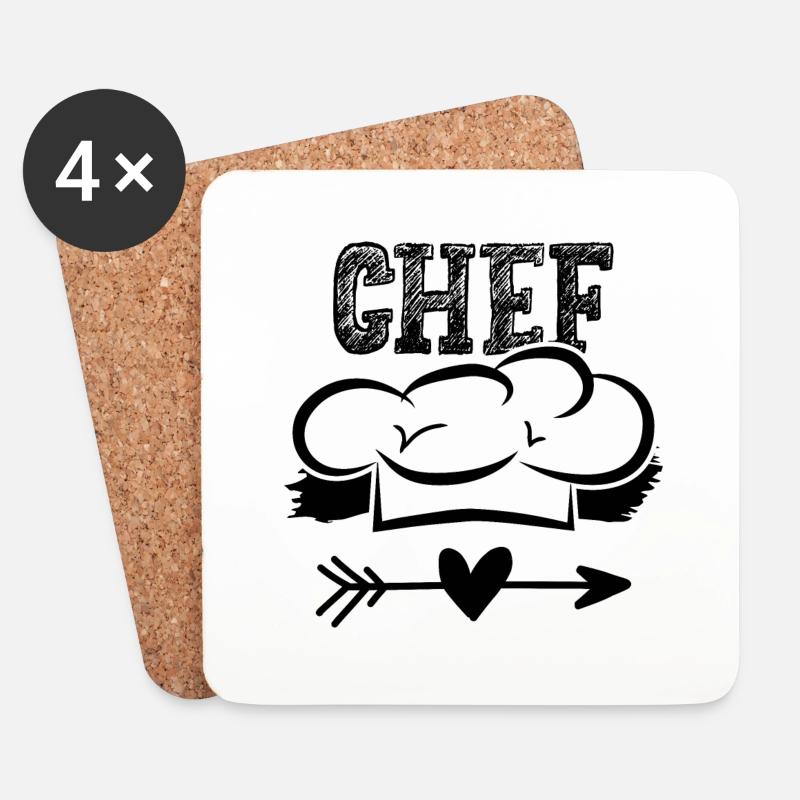chef koch - Untersetzer (4er-Set) - Weiß