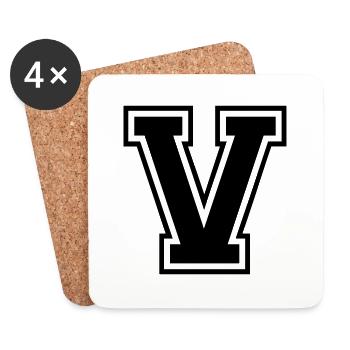 Lettre V Équipe Foot | baseball| basket université - Dessous de verre (lot de 4) - blanc - Devant
