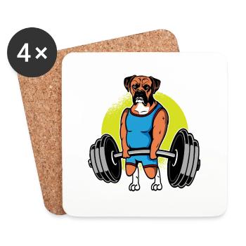 Boxer Weightlifting I Funny Deadlift Fitness I Gym - Untersetzer (4er-Set) - Weiß - Vorne
