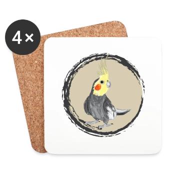 Nymphensittich / Cockatiel II - Untersetzer (4er-Set) - Weiß - Vorne