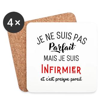Pas parfait mais infirmier - Dessous de verre (lot de 4) - blanc - Devant