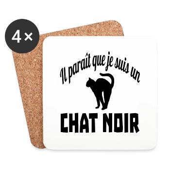 il paraît que je suis un chat noir - Dessous de verre (lot de 4) - blanc - Devant