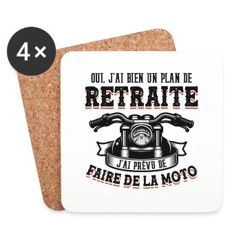 Mon Plan De Retraite C'est Faire De La Moto Motard - Dessous de verre (lot de 4) - blanc - Devant