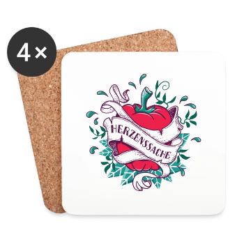 Paprika-Herz für Veganer Vegetarier nachhaltig - Untersetzer (4er-Set) - Weiß - Vorne
