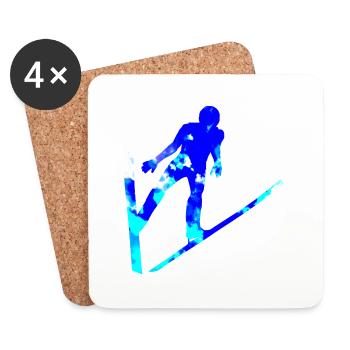 Saut à ski Hommes Femmes Sauteur à ski Vol à ski - Dessous de verre (lot de 4) - blanc - Devant