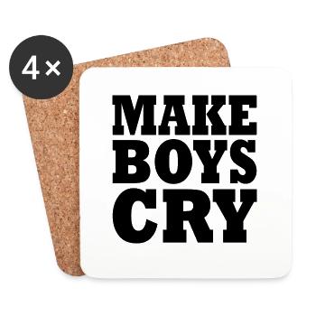 Make boys cry - Dessous de verre (lot de 4) - blanc - Devant