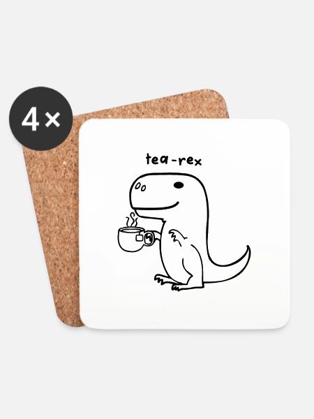 Tee Rex - Untersetzer (4er-Set) - Weiß