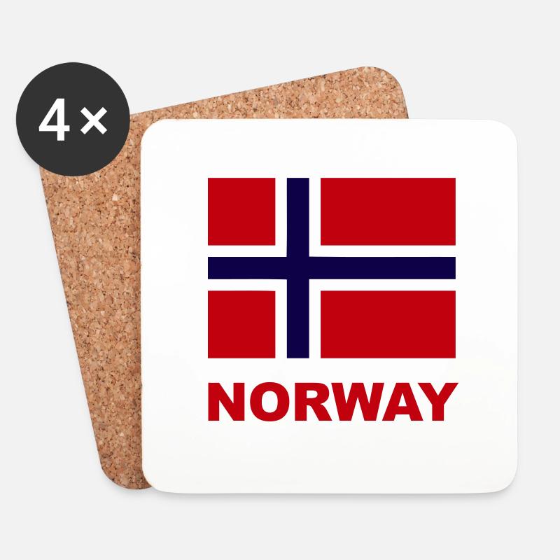 Norwegen Norwegen Flagge - Untersetzer (4er-Set) - Weiß