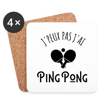 je peux pas j'ai ping-pong - Dessous de verre (lot de 4) - blanc - Devant