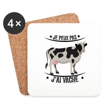 je peux pas j'ai vache - Dessous de verre (lot de 4) - blanc - Devant