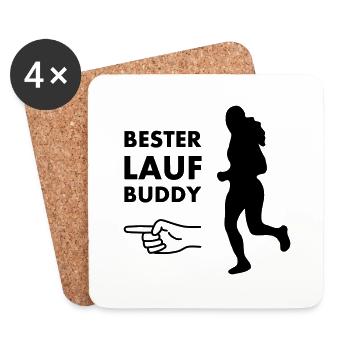 Bester Laufbuddy - Untersetzer (4er-Set) - Weiß - Vorne