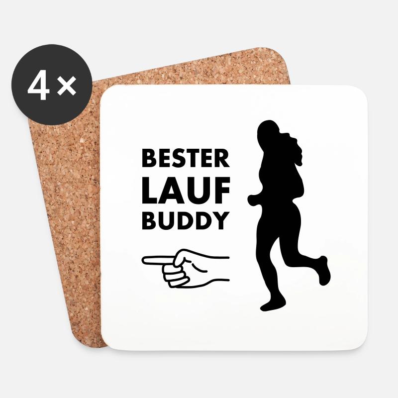 Bester Laufbuddy - Untersetzer (4er-Set) - Weiß