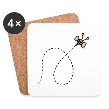Dashed line bee - Coasters (set of 4) - white - Front