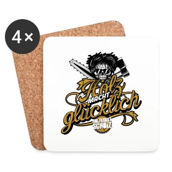 Holz macht glücklich - Untersetzer (4er-Set) - Weiß - Vorne