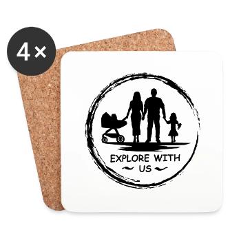 Explorez avec nous 4 [Équipe familiale] - Dessous de verre (lot de 4) - blanc - Devant