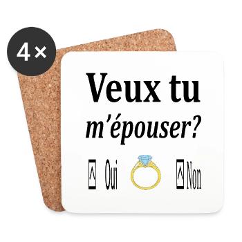 Veux tu m épouser - Dessous de verre (lot de 4) - blanc - Devant
