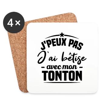 J'peux pas j'ai bêtise avec mon tonton - Dessous de verre (lot de 4) - blanc - Devant