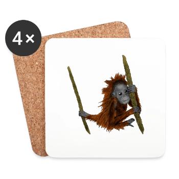 Orang Utan - Untersetzer (4er-Set) - Weiß - Vorne