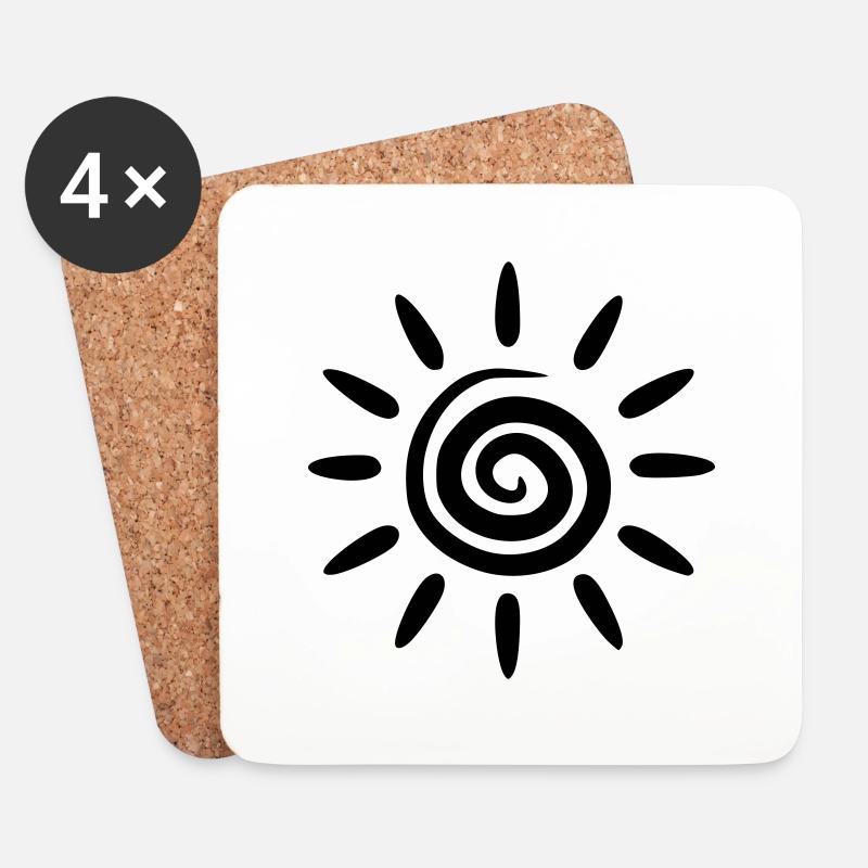 Spirale Sonne - Untersetzer (4er-Set) - Weiß