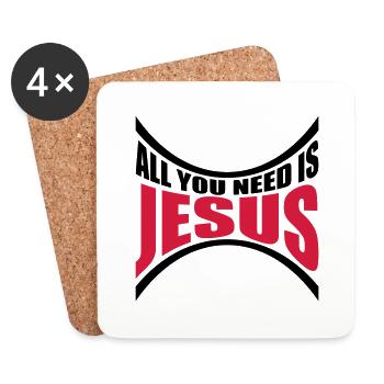 Besoin de Jésus courbé - Dessous de verre (lot de 4) - blanc - Devant
