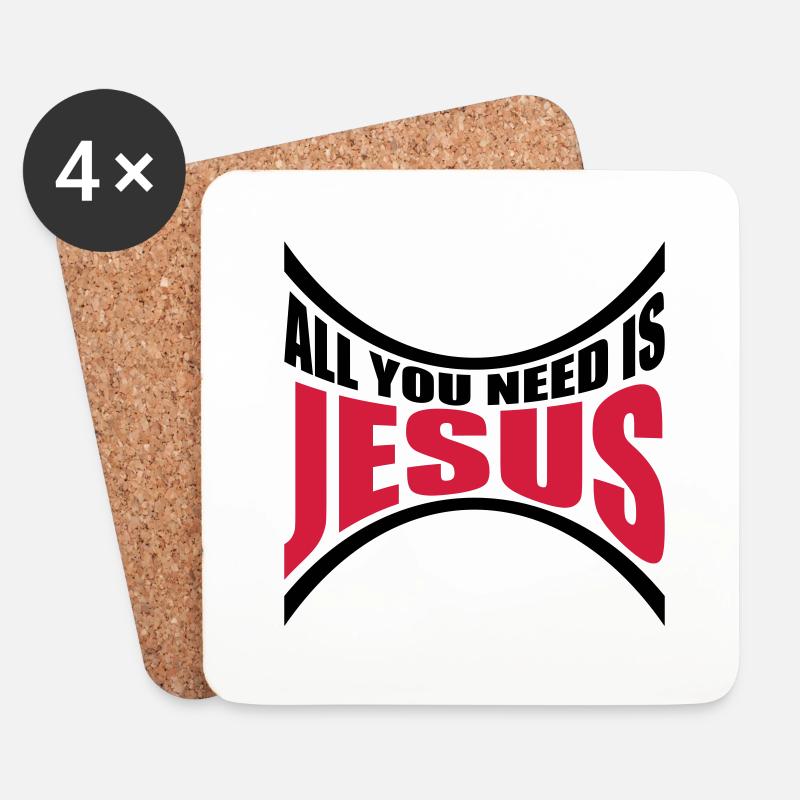 Need Jesus Gebogen - Untersetzer (4er-Set) - Weiß