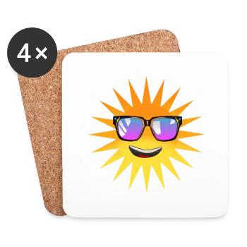 soleil lunette dessin fantaisie vacances - Dessous de verre (lot de 4) - blanc - Devant