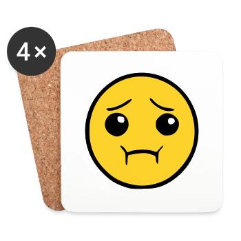 Emoji disgusted sketch color - Coasters (set of 4) - white - Front