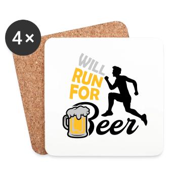 Run for Beer - Untersetzer (4er-Set) - Weiß - Vorne