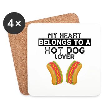Mein Herz gehört Hot Dog Liebhaber Geschenk - Untersetzer (4er-Set) - Weiß - Vorne