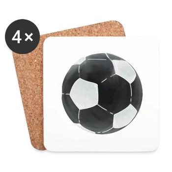 Autocollant de football Noir Blanc Football - Dessous de verre (lot de 4) - blanc - Devant