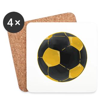 Football Black Gold Ball Sticker Footballer - Coasters (set of 4) - white - Front