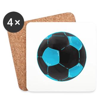 Football Black Blue Cool Football Sticker - Coasters (set of 4) - white - Front