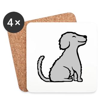 Happy seated good dog - Coasters (set of 4) - white - Front