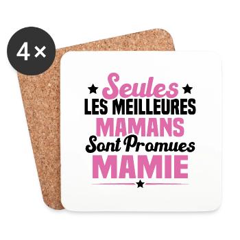 Seules les meilleures maman sont promues mamie - Dessous de verre (lot de 4) - blanc - Devant